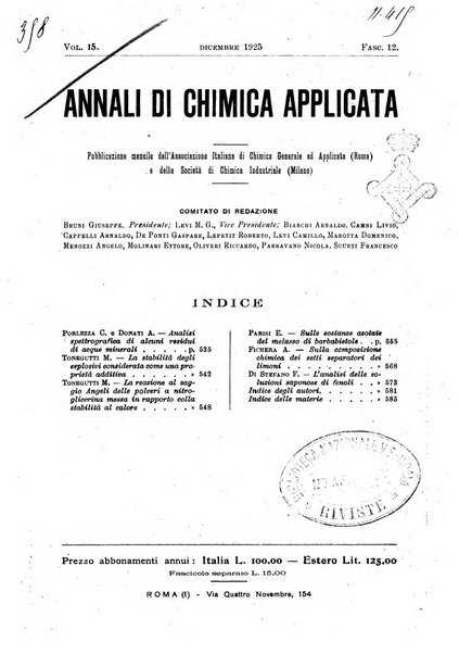 Annali di chimica applicata