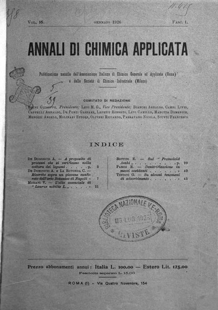 Annali di chimica applicata