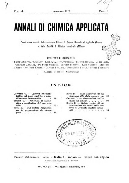 Annali di chimica applicata