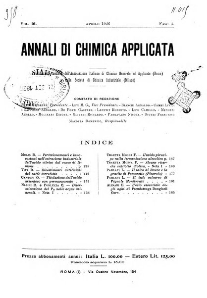 Annali di chimica applicata