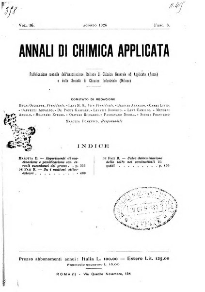 Annali di chimica applicata