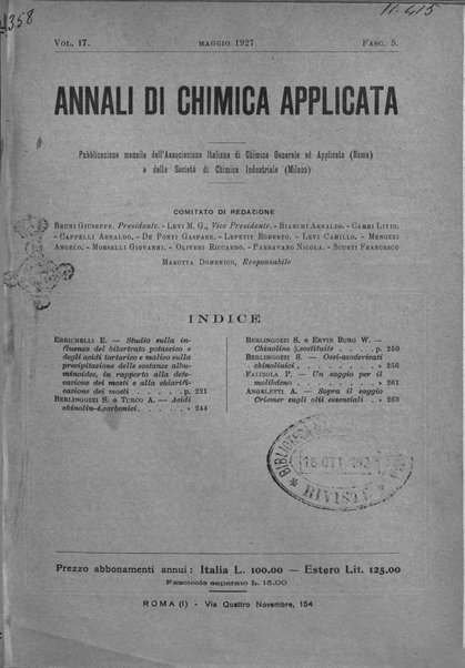 Annali di chimica applicata