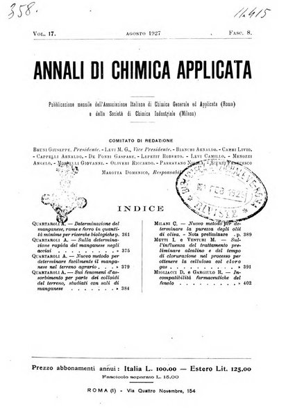 Annali di chimica applicata