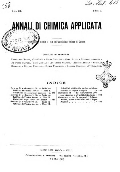 Annali di chimica applicata