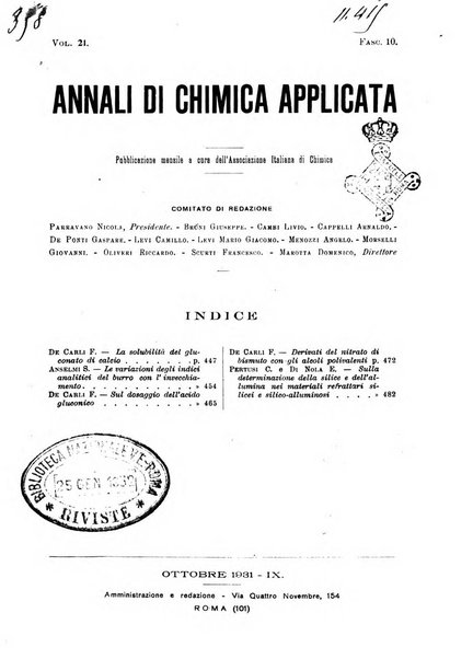 Annali di chimica applicata