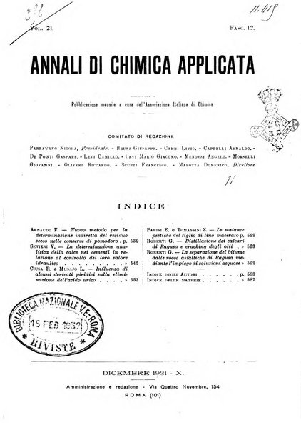 Annali di chimica applicata