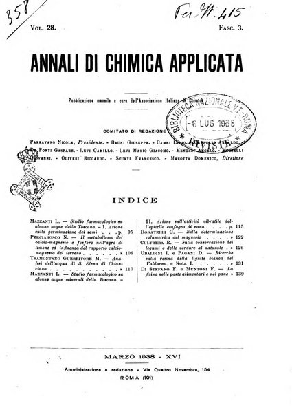 Annali di chimica applicata