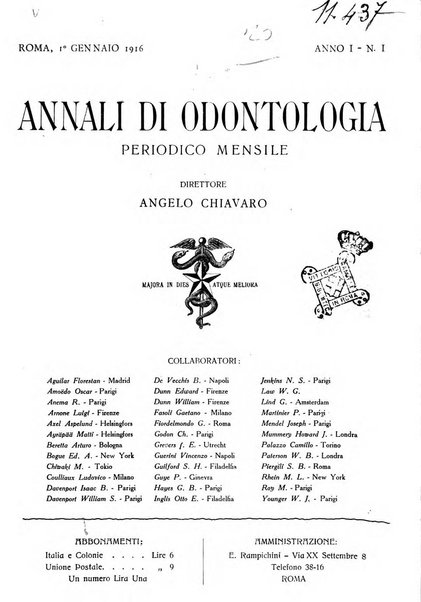 Annali di odontologia periodico mensile