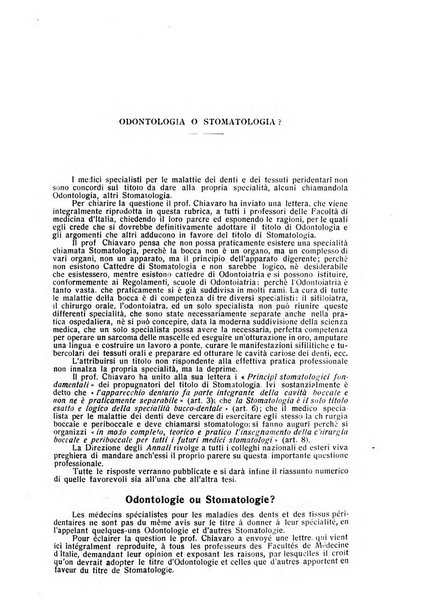 Annali di odontologia periodico mensile