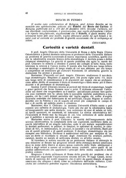 Annali di odontologia periodico mensile