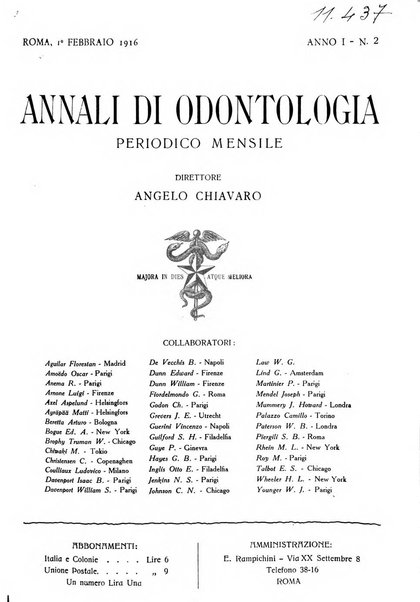 Annali di odontologia periodico mensile