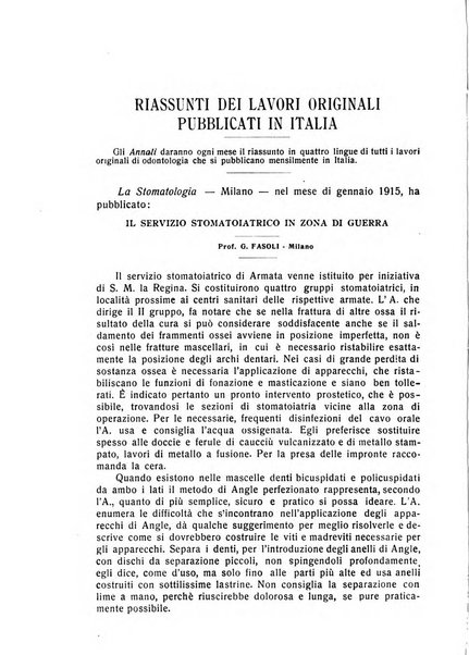 Annali di odontologia periodico mensile