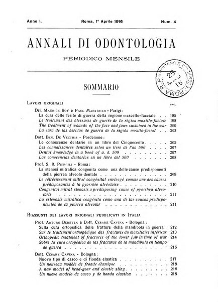 Annali di odontologia periodico mensile