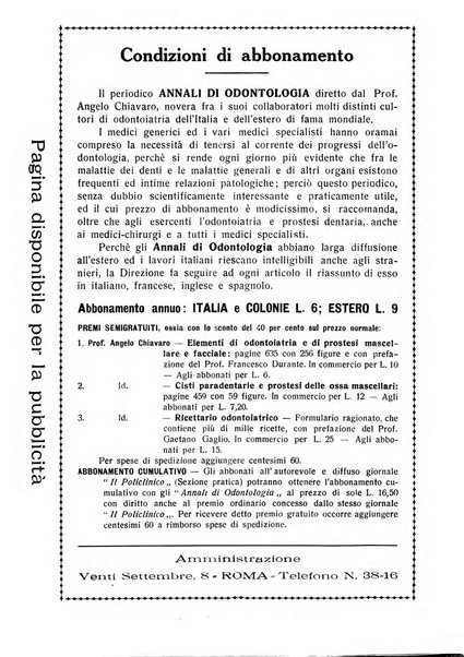 Annali di odontologia periodico mensile