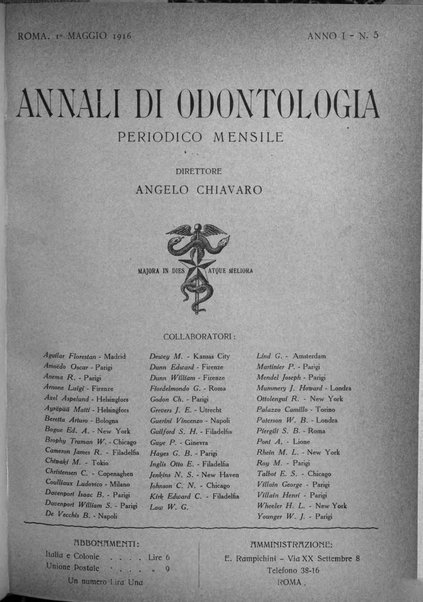 Annali di odontologia periodico mensile