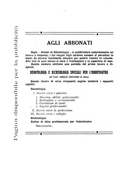 Annali di odontologia periodico mensile