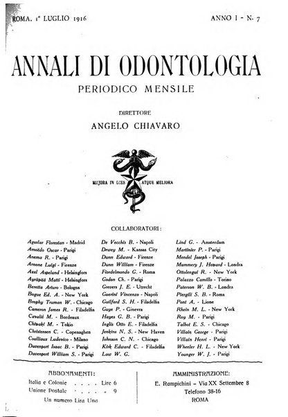 Annali di odontologia periodico mensile