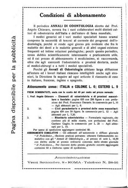 Annali di odontologia periodico mensile