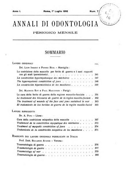 Annali di odontologia periodico mensile