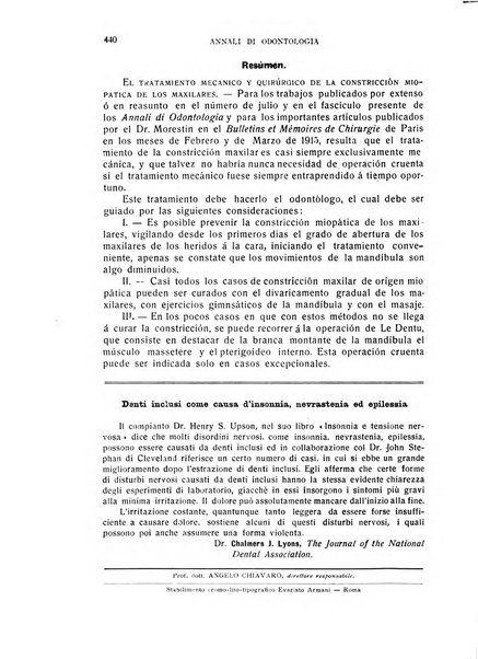 Annali di odontologia periodico mensile