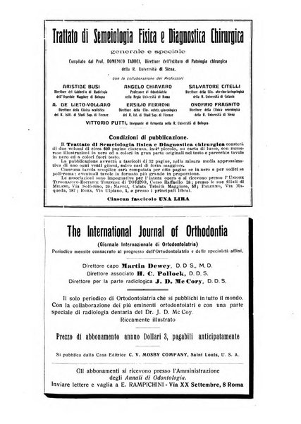 Annali di odontologia periodico mensile