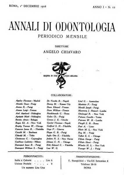 Annali di odontologia periodico mensile