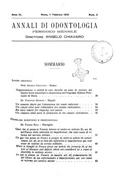 Annali di odontologia periodico mensile