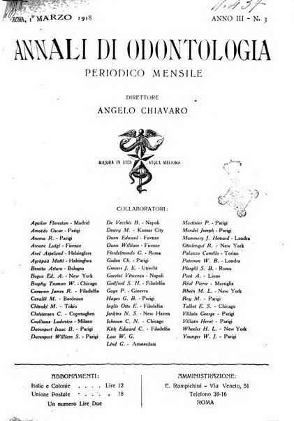 Annali di odontologia periodico mensile