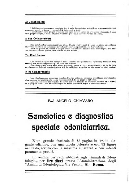 Annali di odontologia periodico mensile