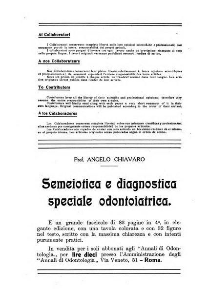 Annali di odontologia periodico mensile