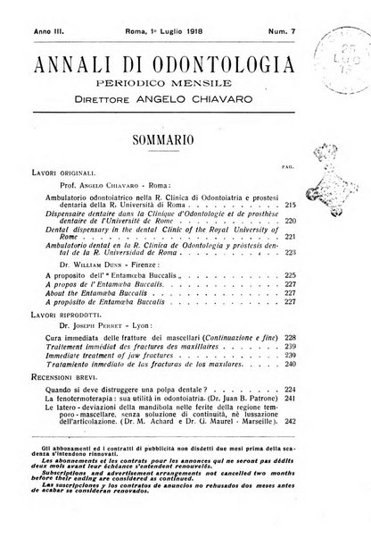 Annali di odontologia periodico mensile