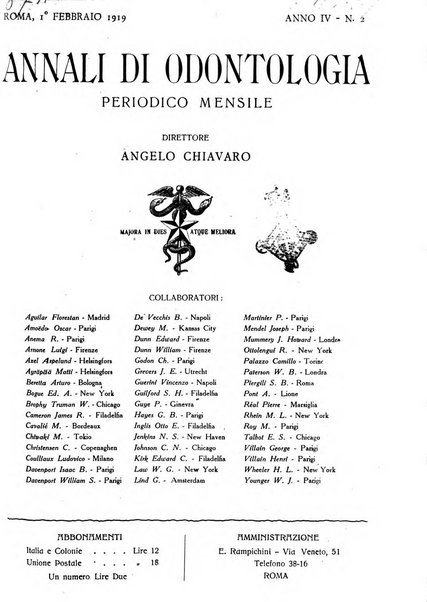 Annali di odontologia periodico mensile