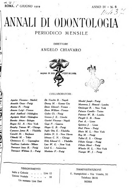 Annali di odontologia periodico mensile