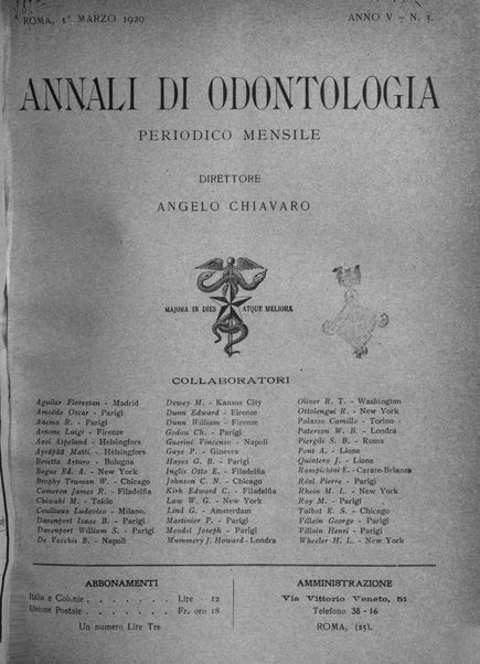 Annali di odontologia periodico mensile