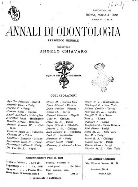 Annali di odontologia periodico mensile