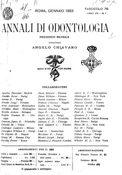 Annali di odontologia periodico mensile