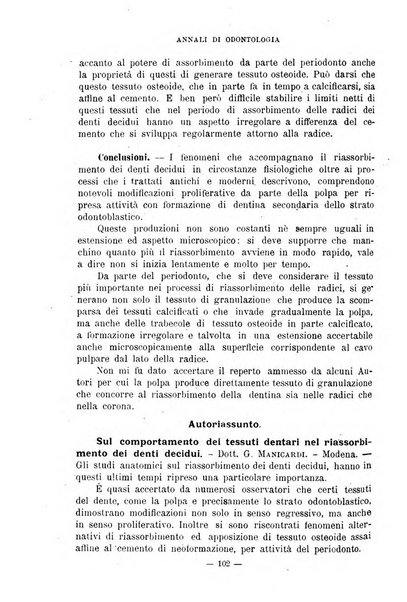 Annali di odontologia periodico mensile