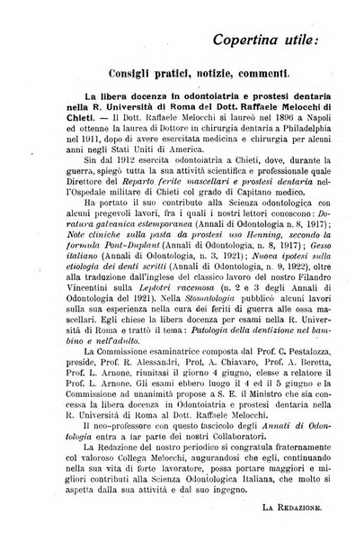 Annali di odontologia periodico mensile