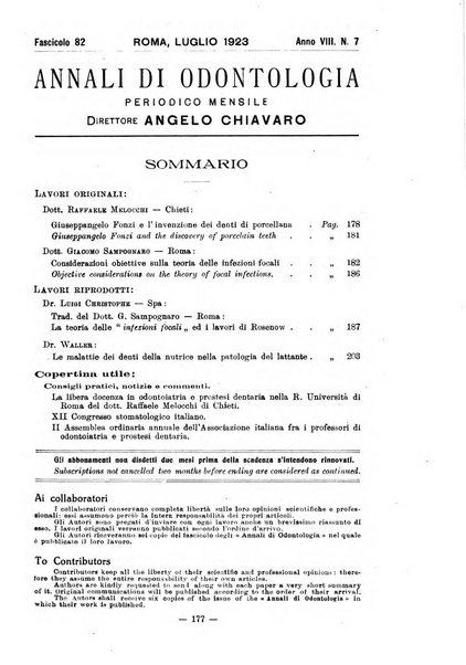 Annali di odontologia periodico mensile