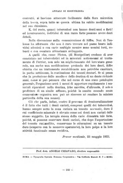 Annali di odontologia periodico mensile