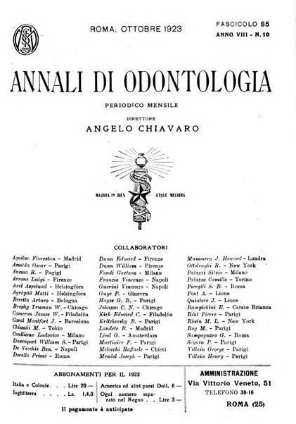 Annali di odontologia periodico mensile