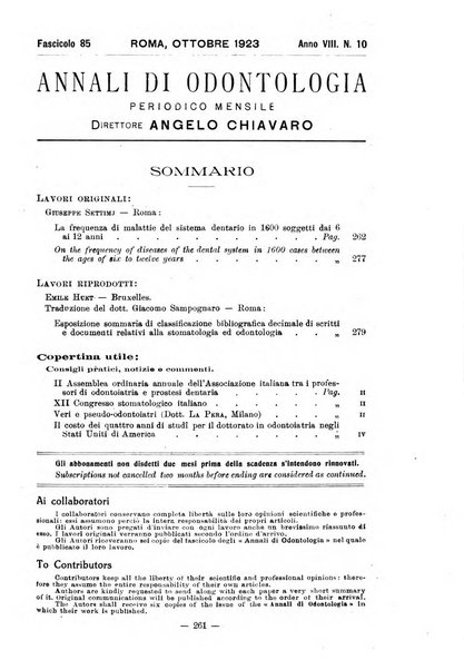 Annali di odontologia periodico mensile