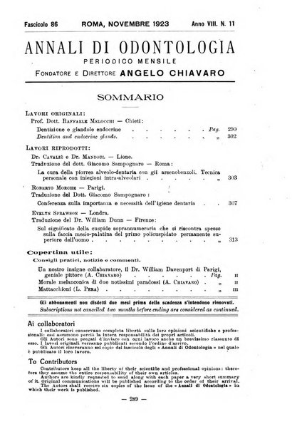 Annali di odontologia periodico mensile