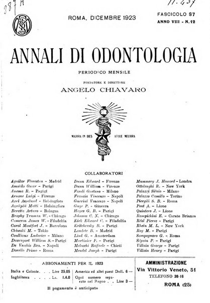 Annali di odontologia periodico mensile