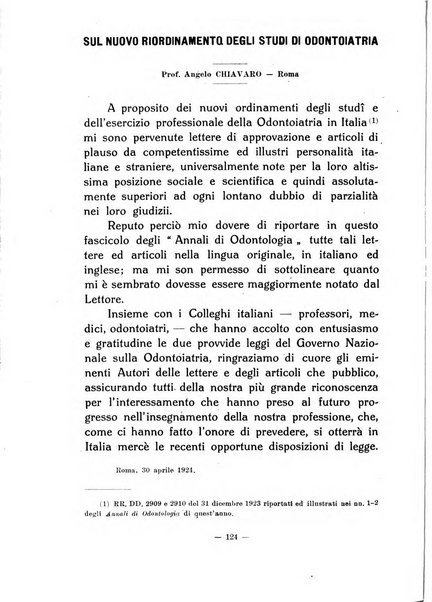 Annali di odontologia periodico mensile