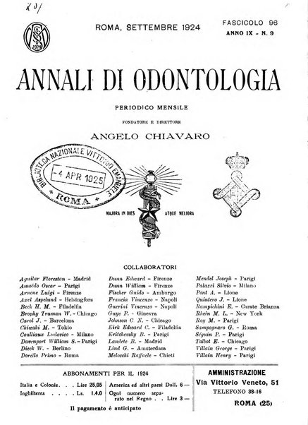 Annali di odontologia periodico mensile