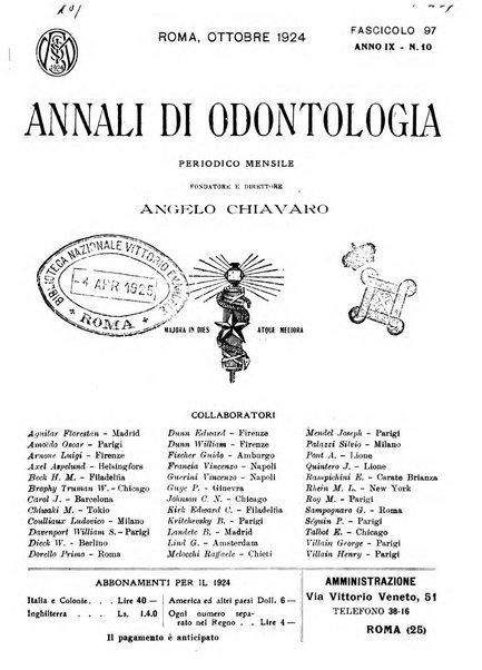 Annali di odontologia periodico mensile