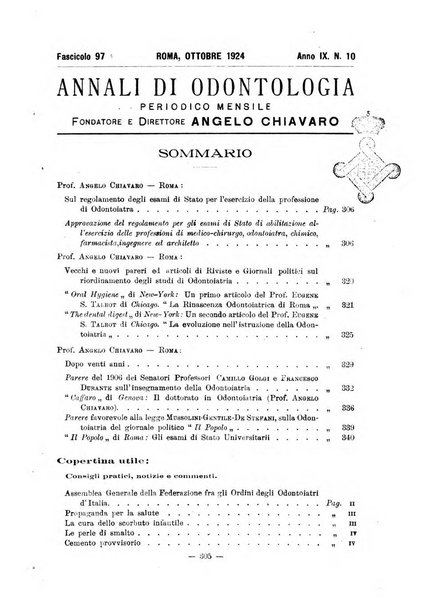 Annali di odontologia periodico mensile