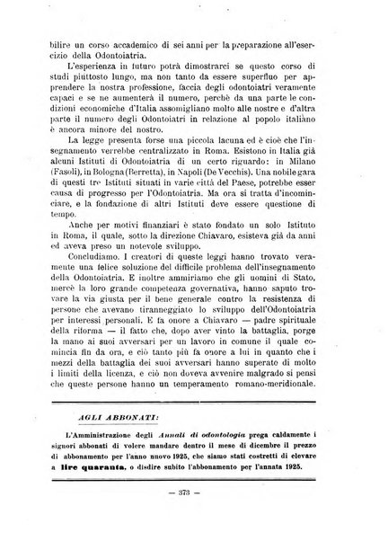 Annali di odontologia periodico mensile