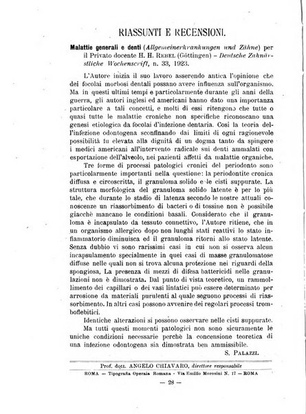 Annali di odontologia periodico mensile